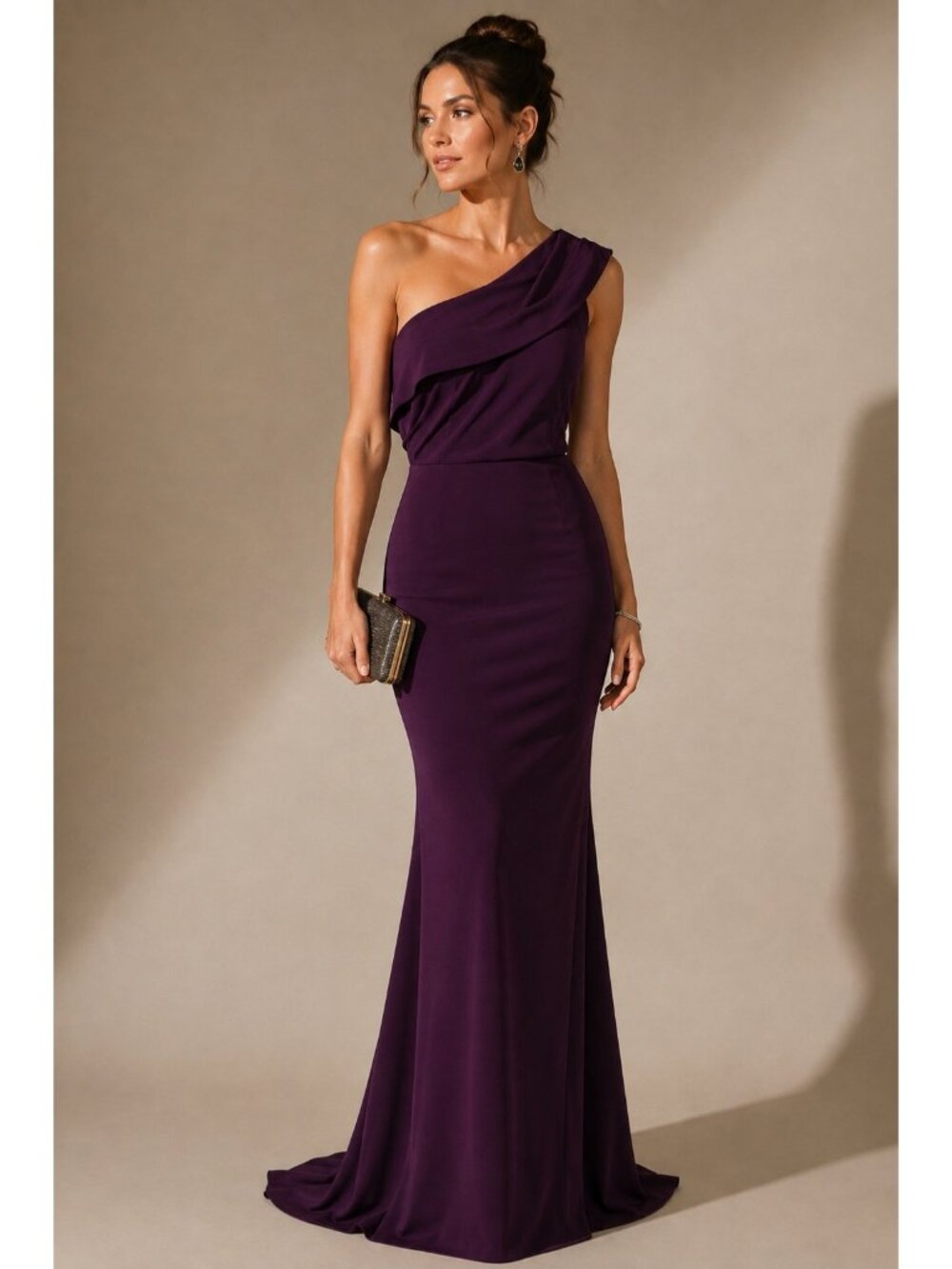 NWT Sachin & Babi Davis Gown Size 14 Aubergine One Shoulder Maxi Evening Formal
